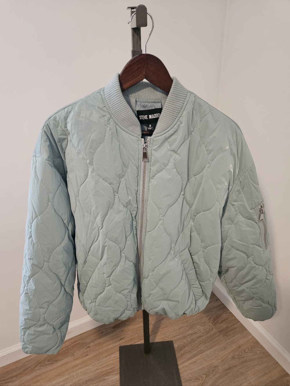 Steve Madden Light Blue Quilted Bomber Jacket